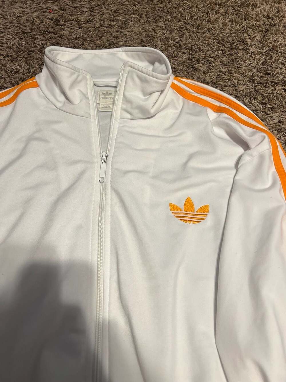 adidas Originals Firebird Track Jacket White with Orange Stripes 4XL - Picture 2 of 4